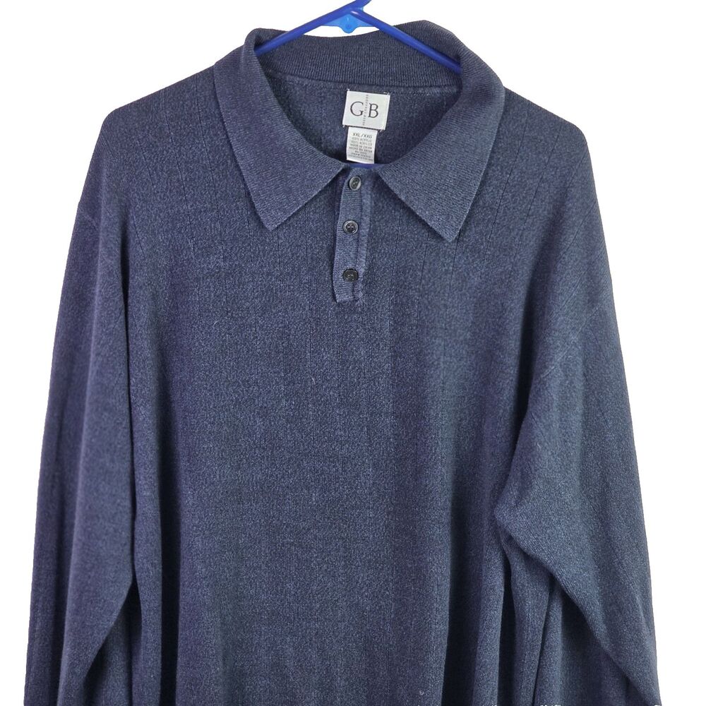 Geoffrey‎ Beene Men’s XXL Blue Knit Long-Sleeve Acrylic Sweater